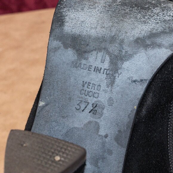 Thierry Raboutin Women Black Suede Back Lace Mid Calf Zip Boots sz 6.5US EUR37.5 - Picture 7 of 8